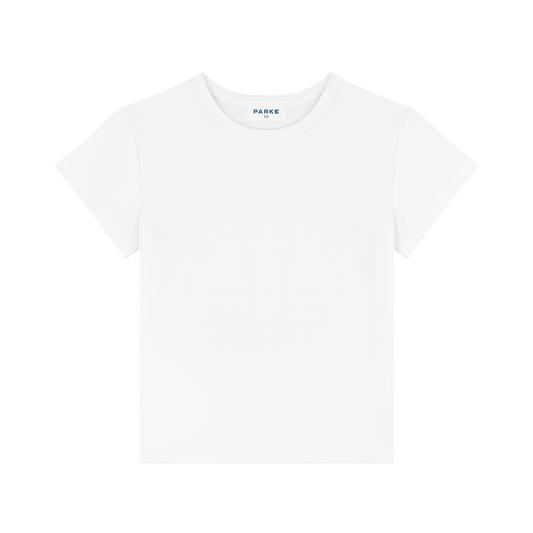 core tee flat lay -white